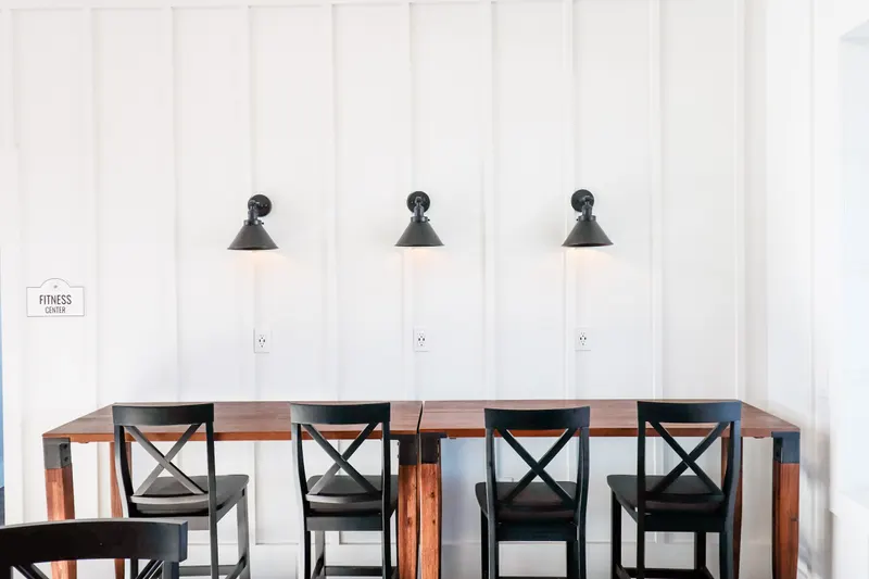 Co-working communal table at the Farmhouse